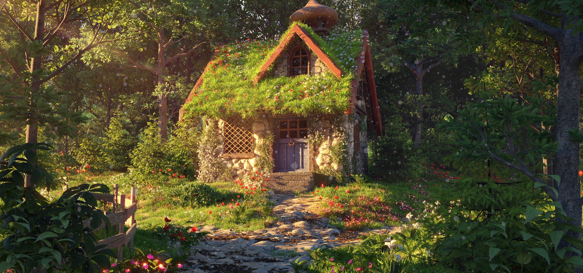 Aurelia 3D scene featuring a house in a forest